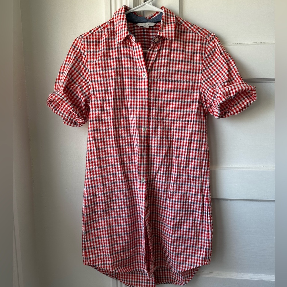 NWOT LLBean Signature Gingham Shirt Dress size XS